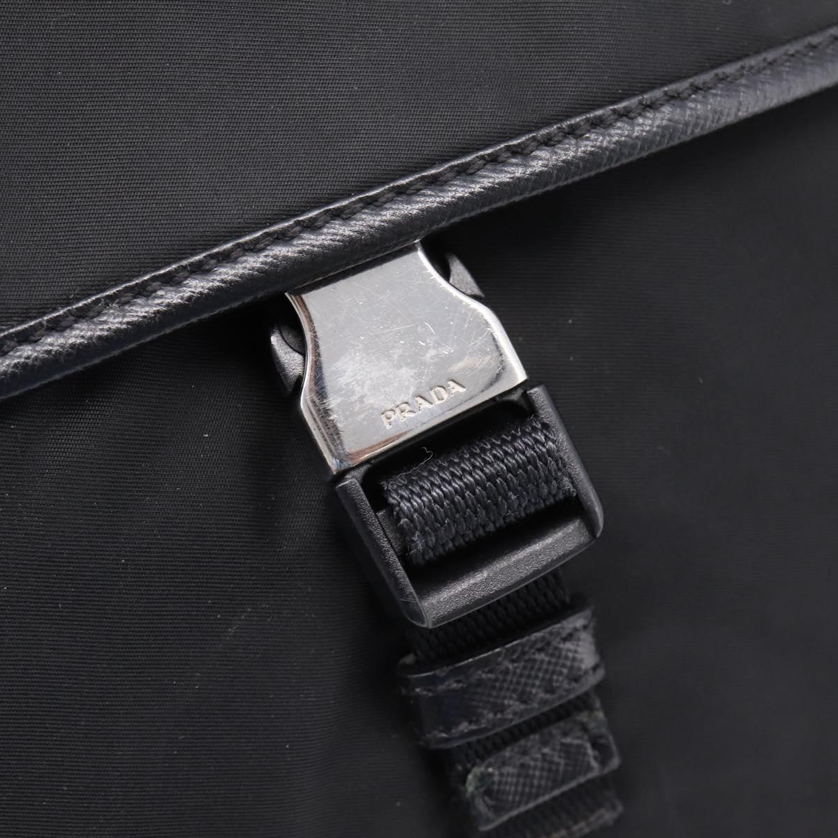 PRADA Shoulder Bag Nylon Black Silver Auth 206732