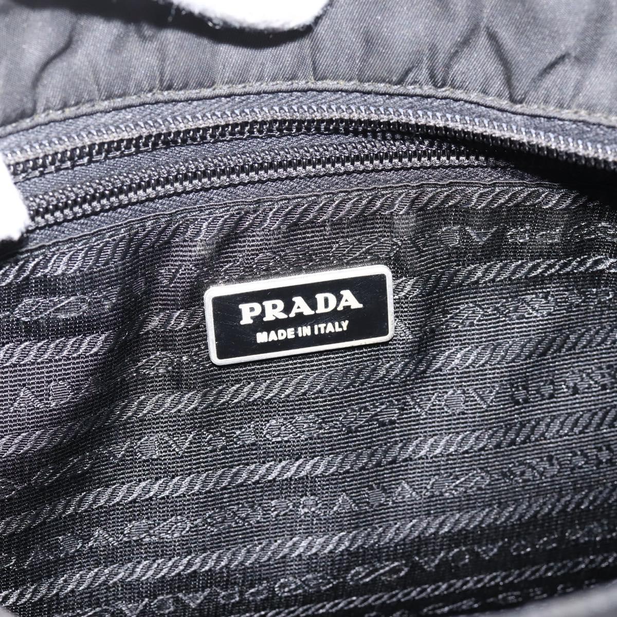 PRADA Shoulder Bag Nylon Black Silver Auth 206732