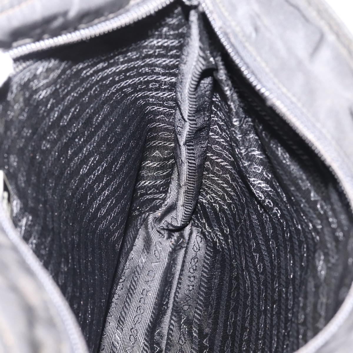 PRADA Shoulder Bag Nylon Black Silver Auth 206732