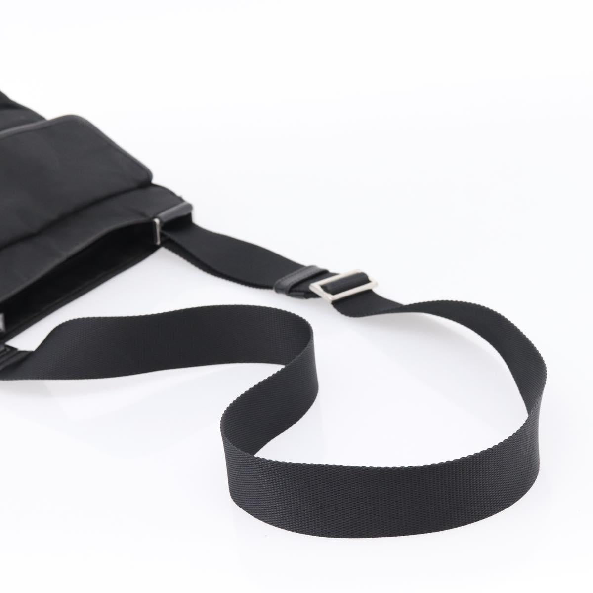 PRADA Shoulder Bag Nylon Black Silver Auth 206732