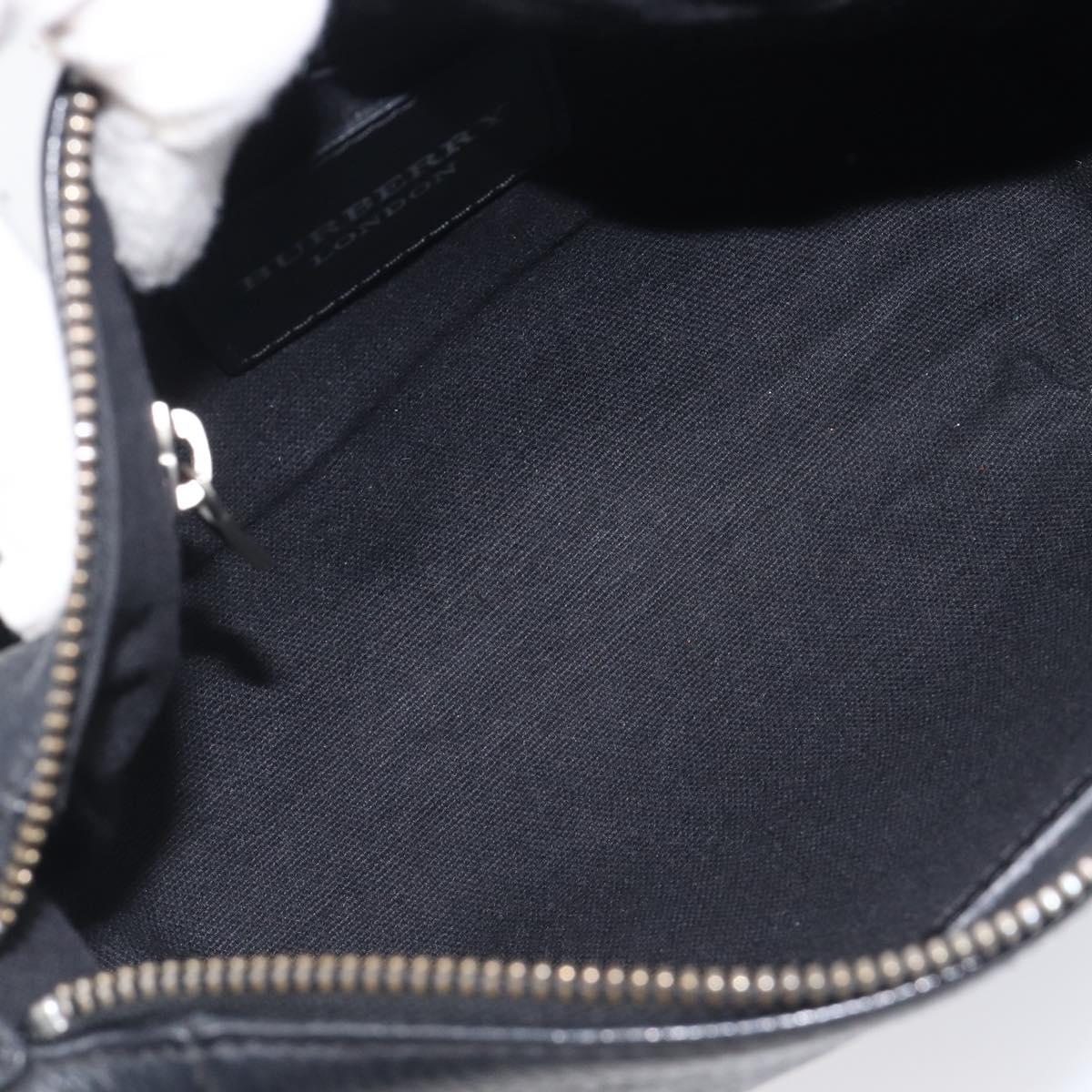 BURBERRY Shoulder Bag Leather Black Silver Auth 206738A
