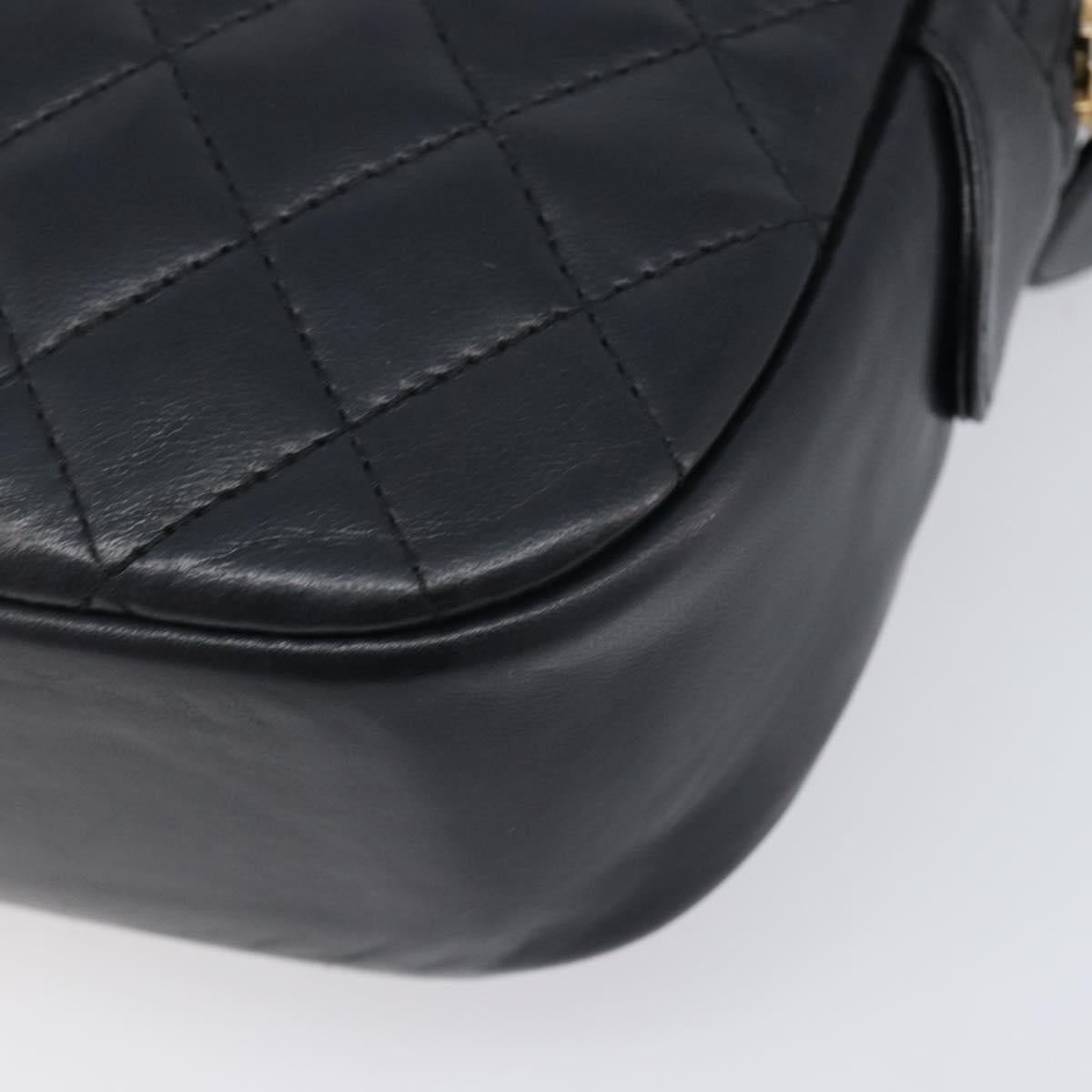 CHANEL Matelasse Chain Shoulder Bag Lamb Skin Black Gold CC Auth 206746A