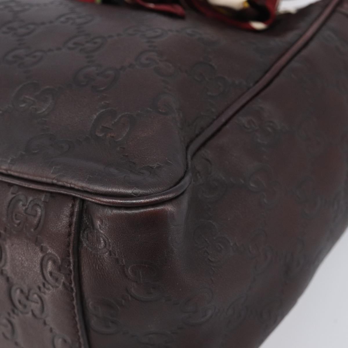 GUCCI GG Canvas Guccissima Hand Bag Leather Brown Gold 162879 Auth 206751