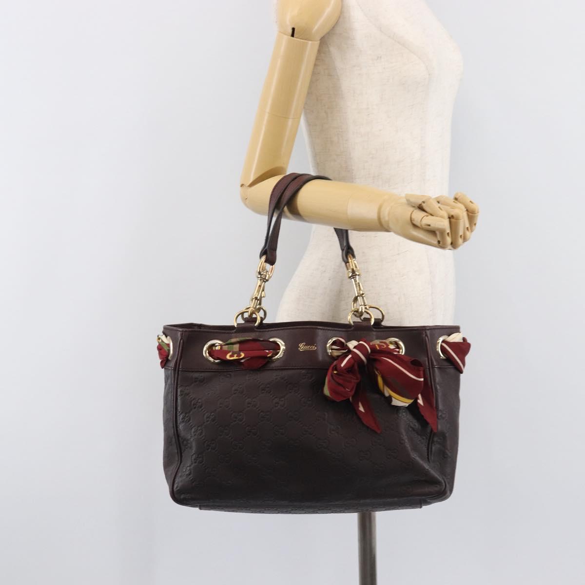 GUCCI GG Canvas Guccissima Hand Bag Leather Brown Gold 162879 Auth 206751