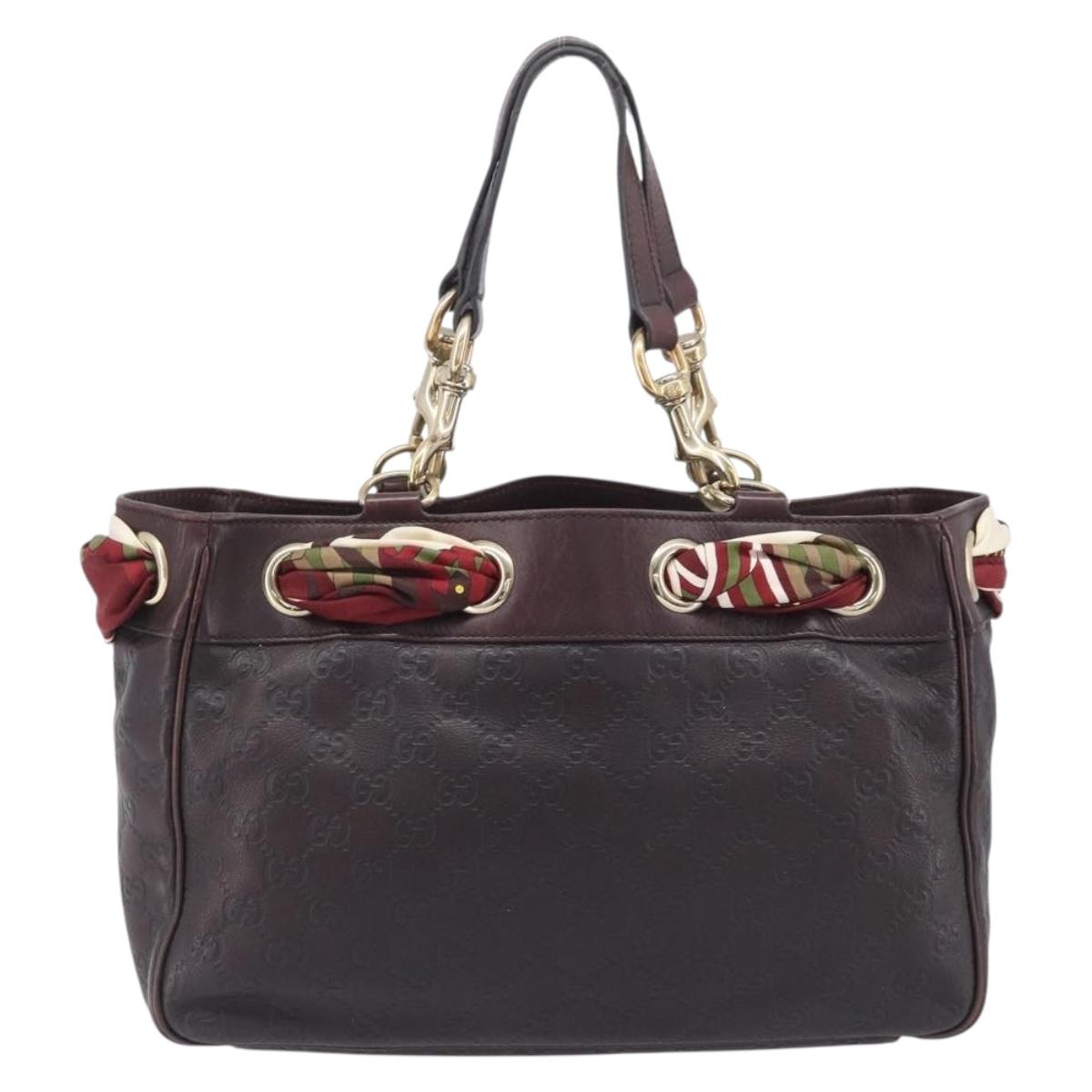 GUCCI GG Canvas Guccissima Hand Bag Leather Brown Gold 162879 Auth 206751