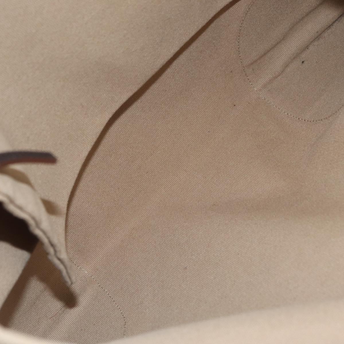 PRADA Hand Bag Canvas Beige Silver Auth 206790A