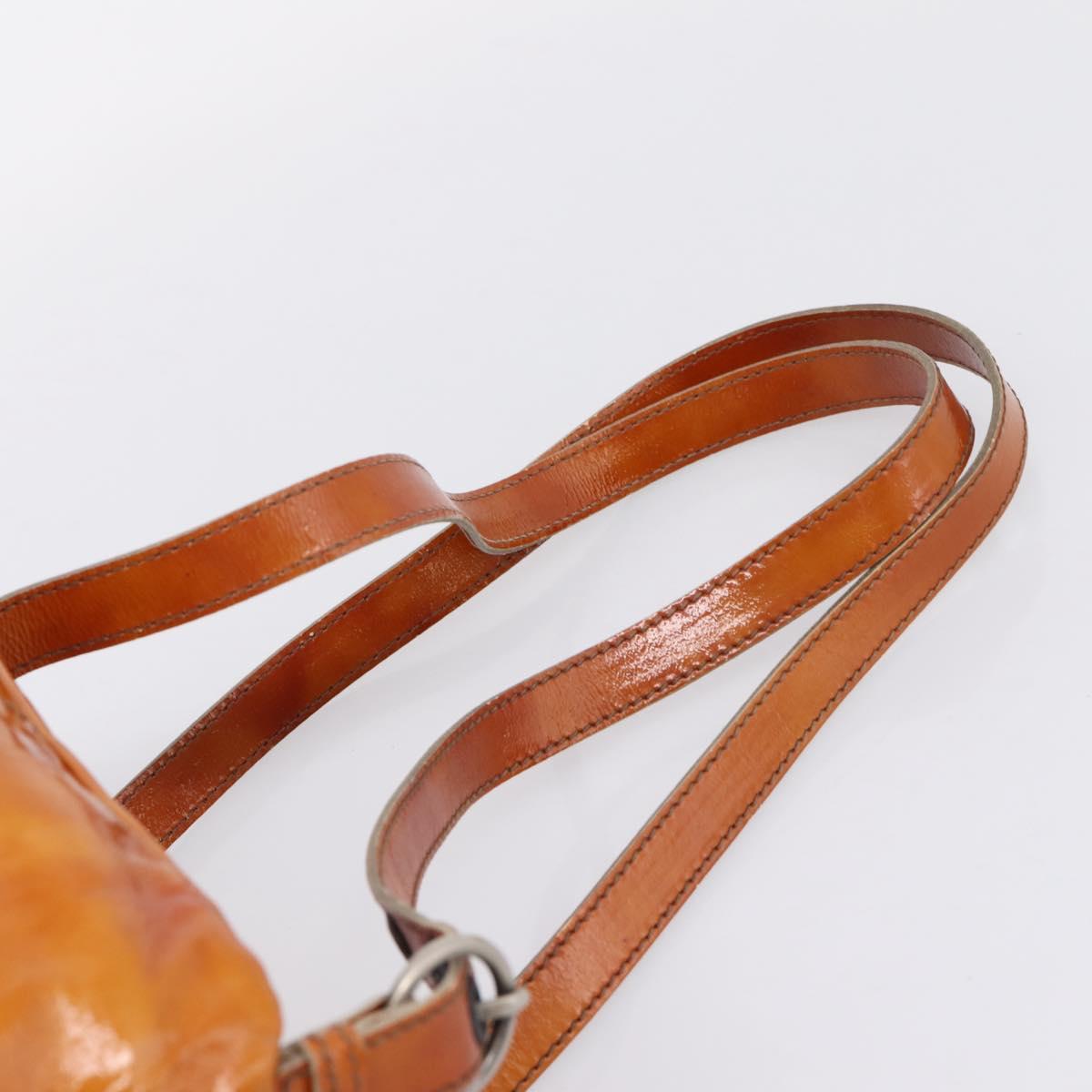Miu Miu Backpack Patent Leather Brown Silver Auth 206864