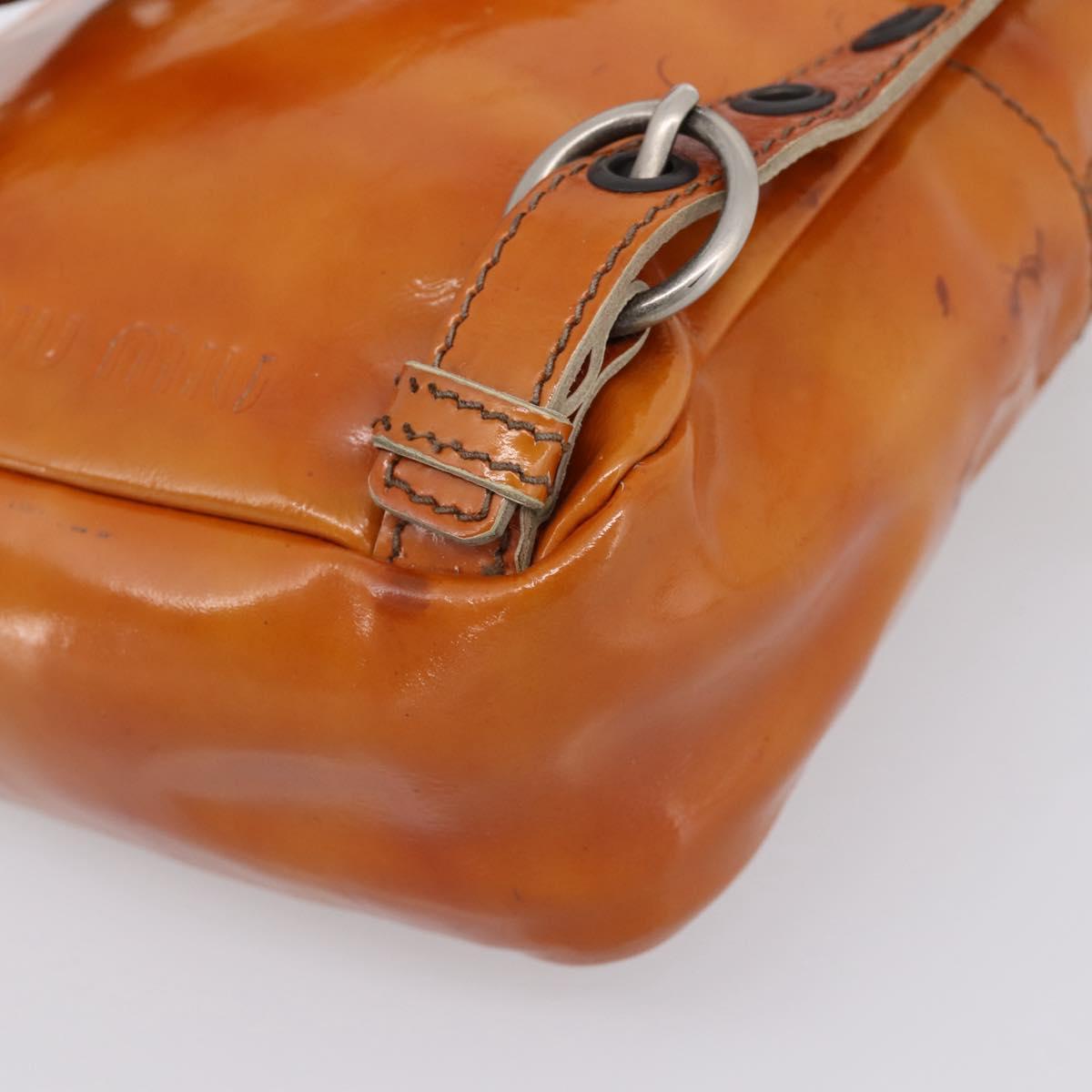 Miu Miu Backpack Patent Leather Brown Silver Auth 206864