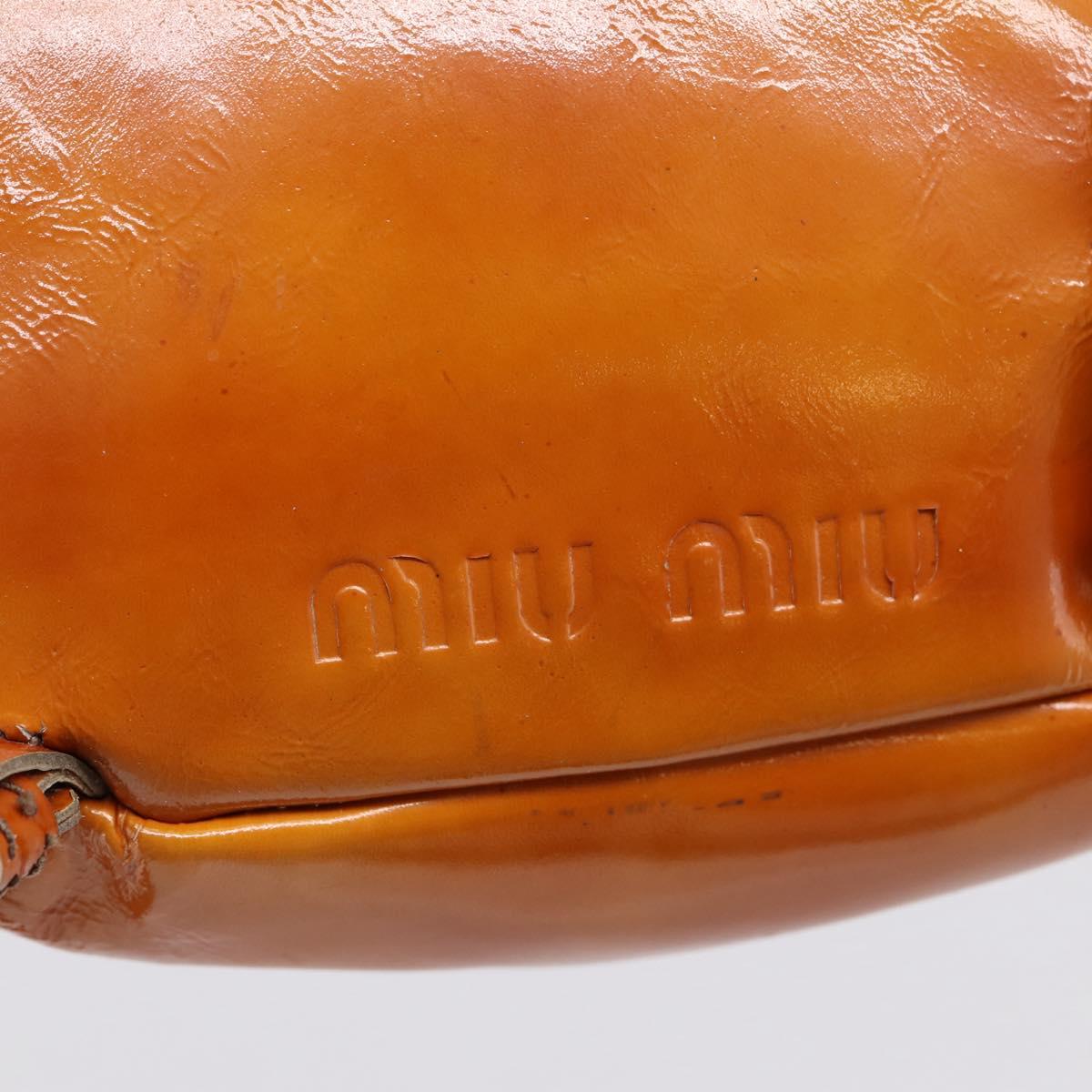 Miu Miu Backpack Patent Leather Brown Silver Auth 206864