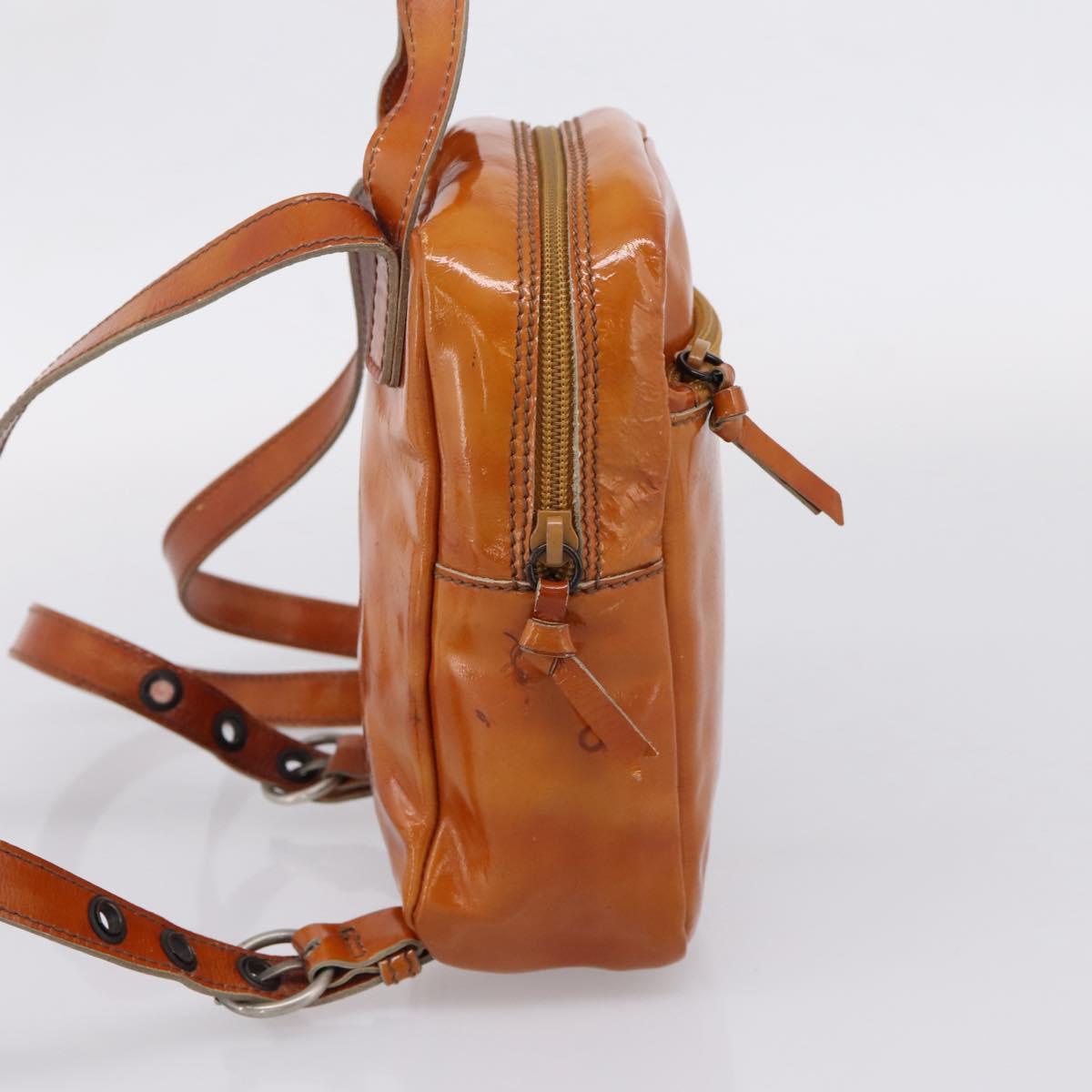 Miu Miu Backpack Patent Leather Brown Silver Auth 206864
