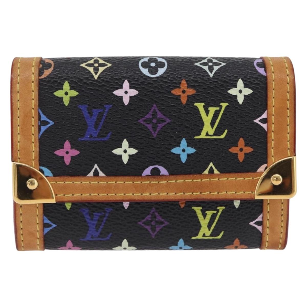 LOUIS VUITTON Monogram Multicolor Porte Monnaie Pla Black M92656 LV Auth 206901