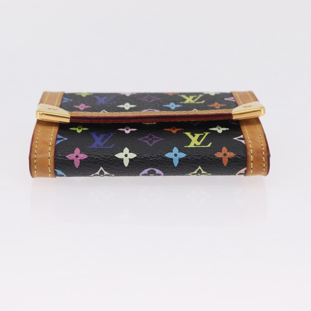 LOUIS VUITTON Monogram Multicolor Porte Monnaie Pla Black M92656 LV Auth 206901