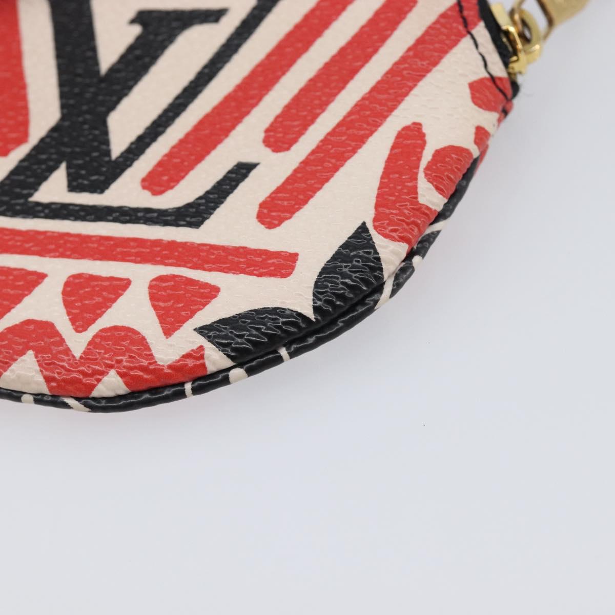 LOUIS VUITTON Monogram craft Porte Monnaie Ron Coin Purse Red M69505 LV Auth 206902A