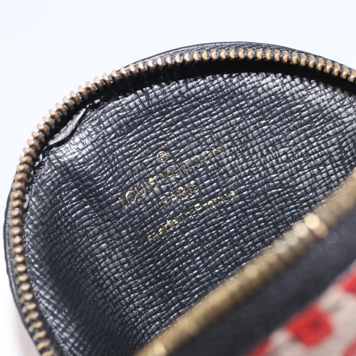 LOUIS VUITTON Monogram craft Porte Monnaie Ron Coin Purse Red M69505 LV Auth 206902A