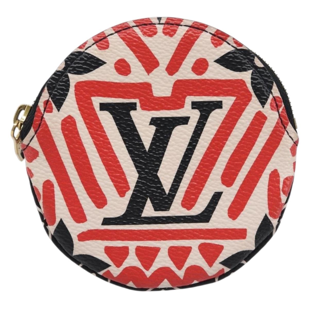 LOUIS VUITTON Monogram craft Porte Monnaie Ron Coin Purse Red M69505 LV Auth 206902A