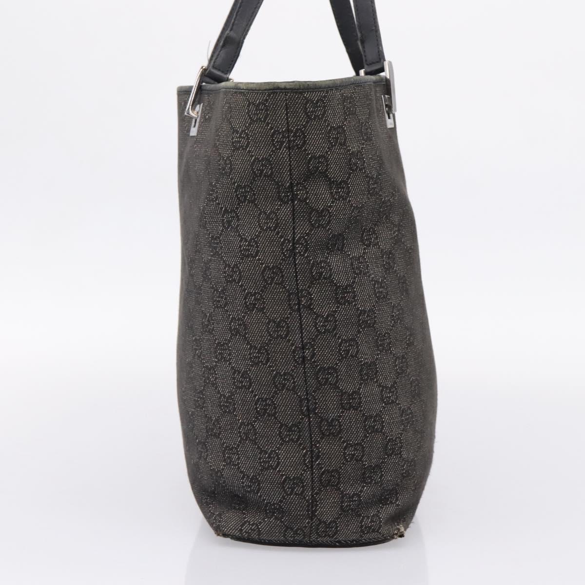 GUCCI GG Canvas Tote Bag Gray Silver 31243 Auth 206920