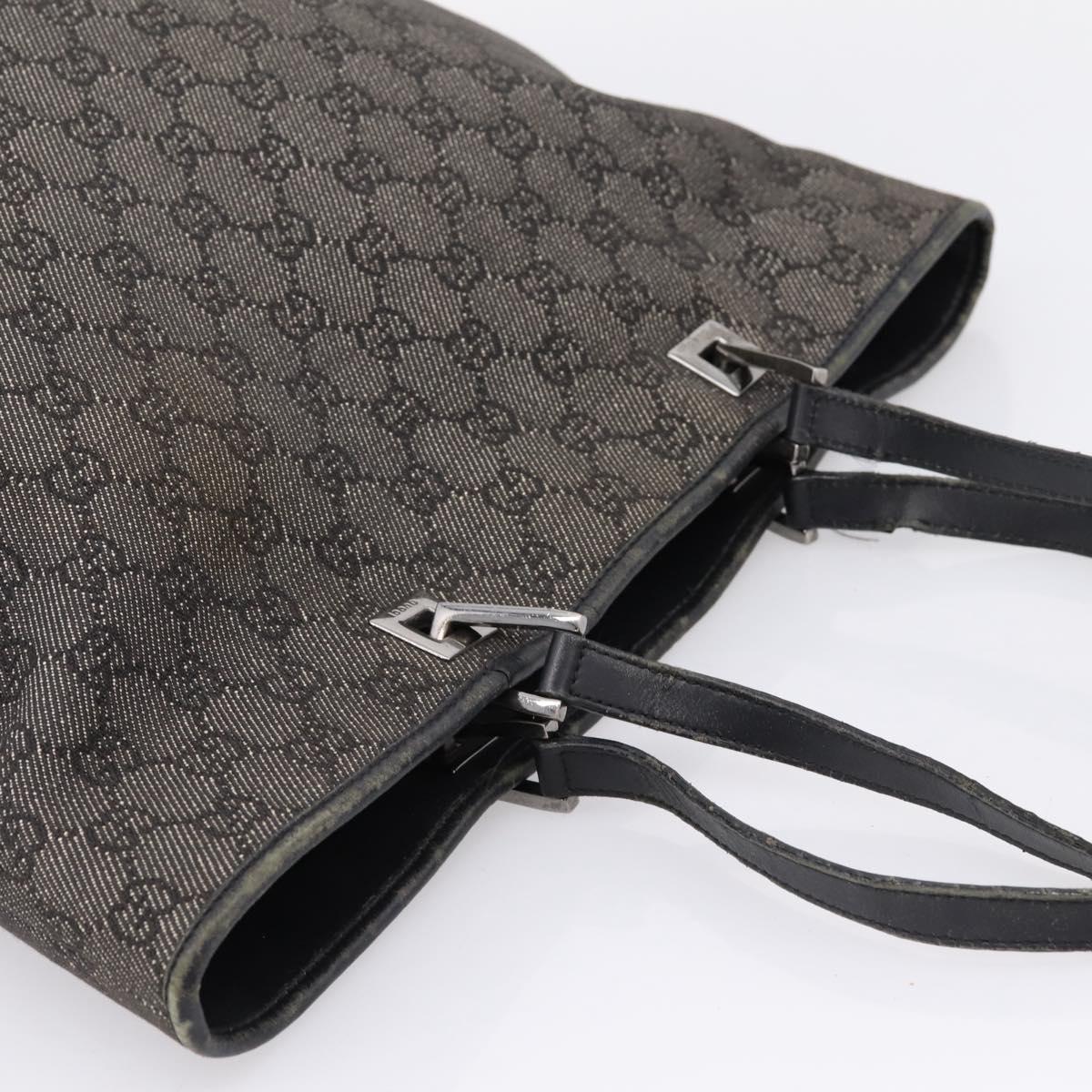 GUCCI GG Canvas Tote Bag Gray Silver 31243 Auth 206920