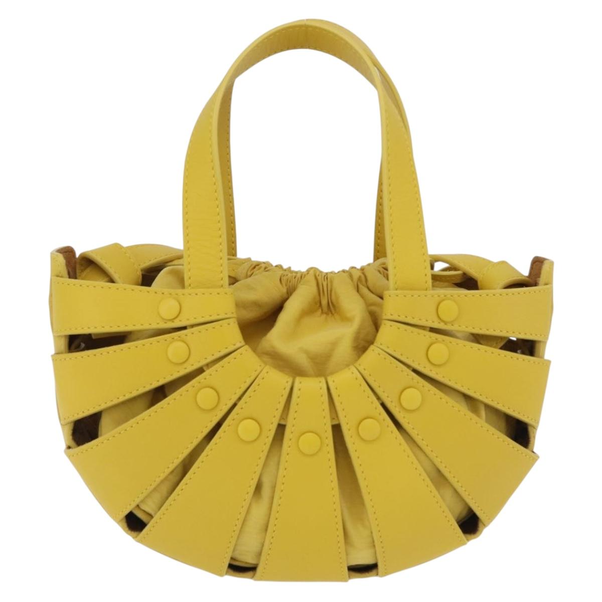 Bottega Veneta The Shell Hand Bag Leather 2way Yellow Auth 206926V