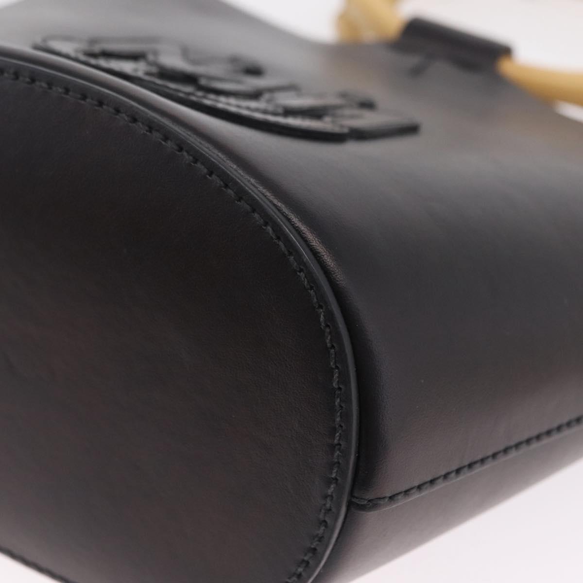 Miu Miu Bamboo Handle Hand Bag Leather 2way Black Gold Auth 206928M