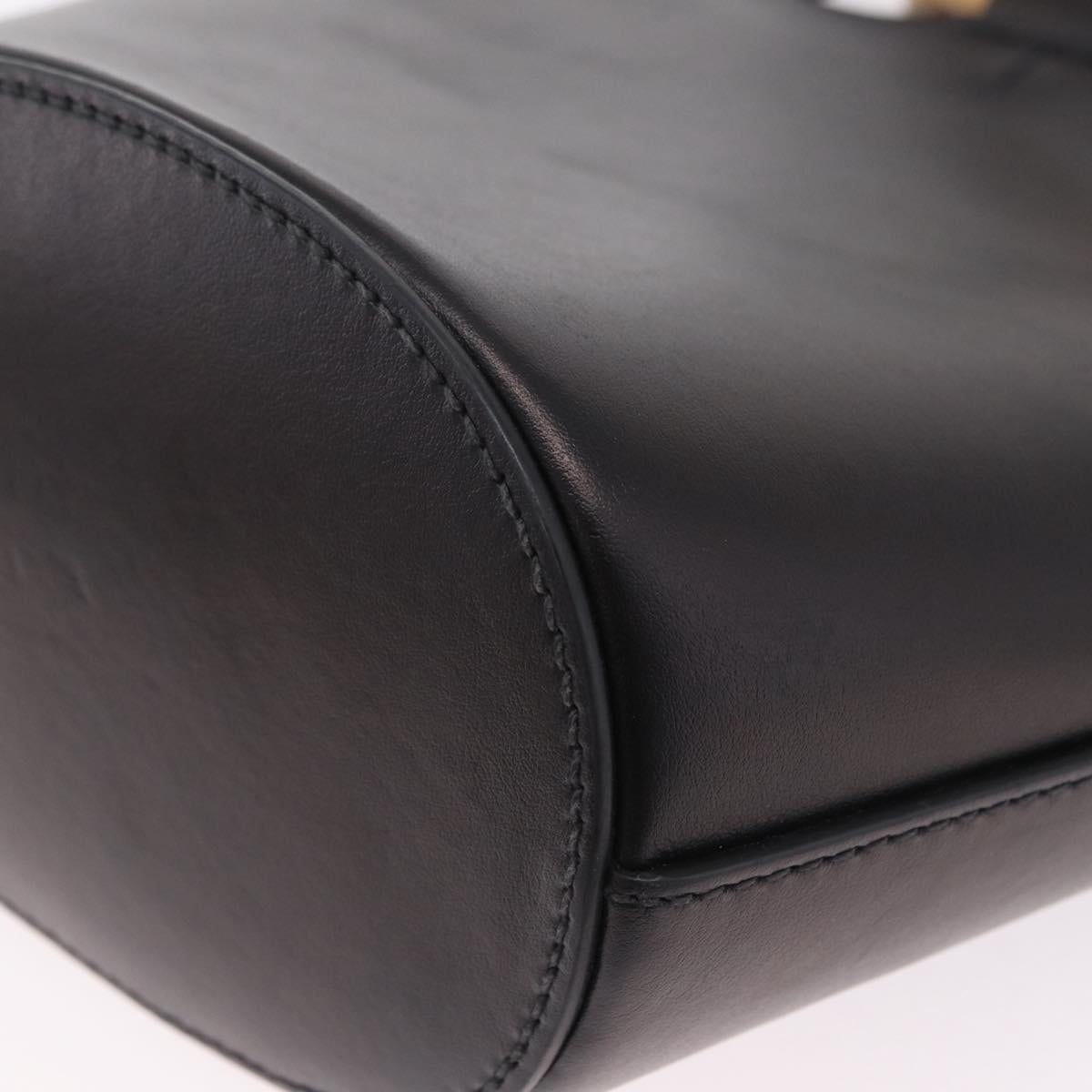 Miu Miu Bamboo Handle Hand Bag Leather 2way Black Gold Auth 206928M