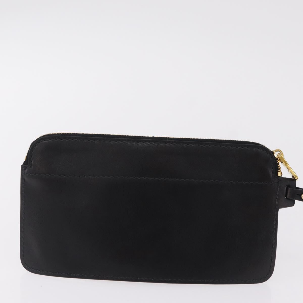 Miu Miu Bamboo Handle Hand Bag Leather 2way Black Gold Auth 206928M