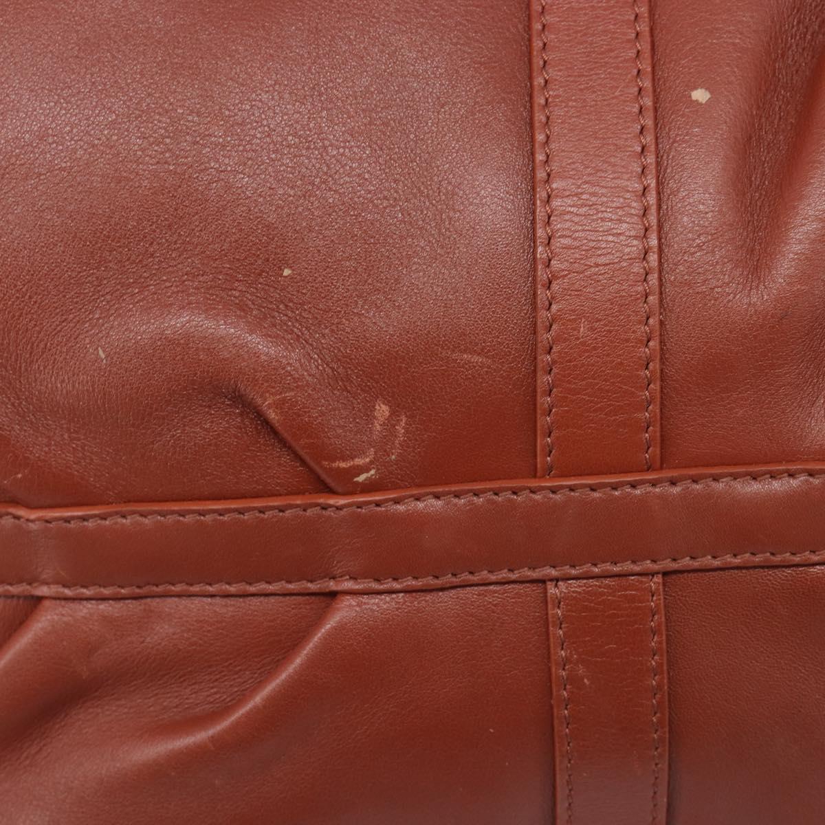 BVLGARI Chandra Hand Bag Leather Brown Gold Auth 206932