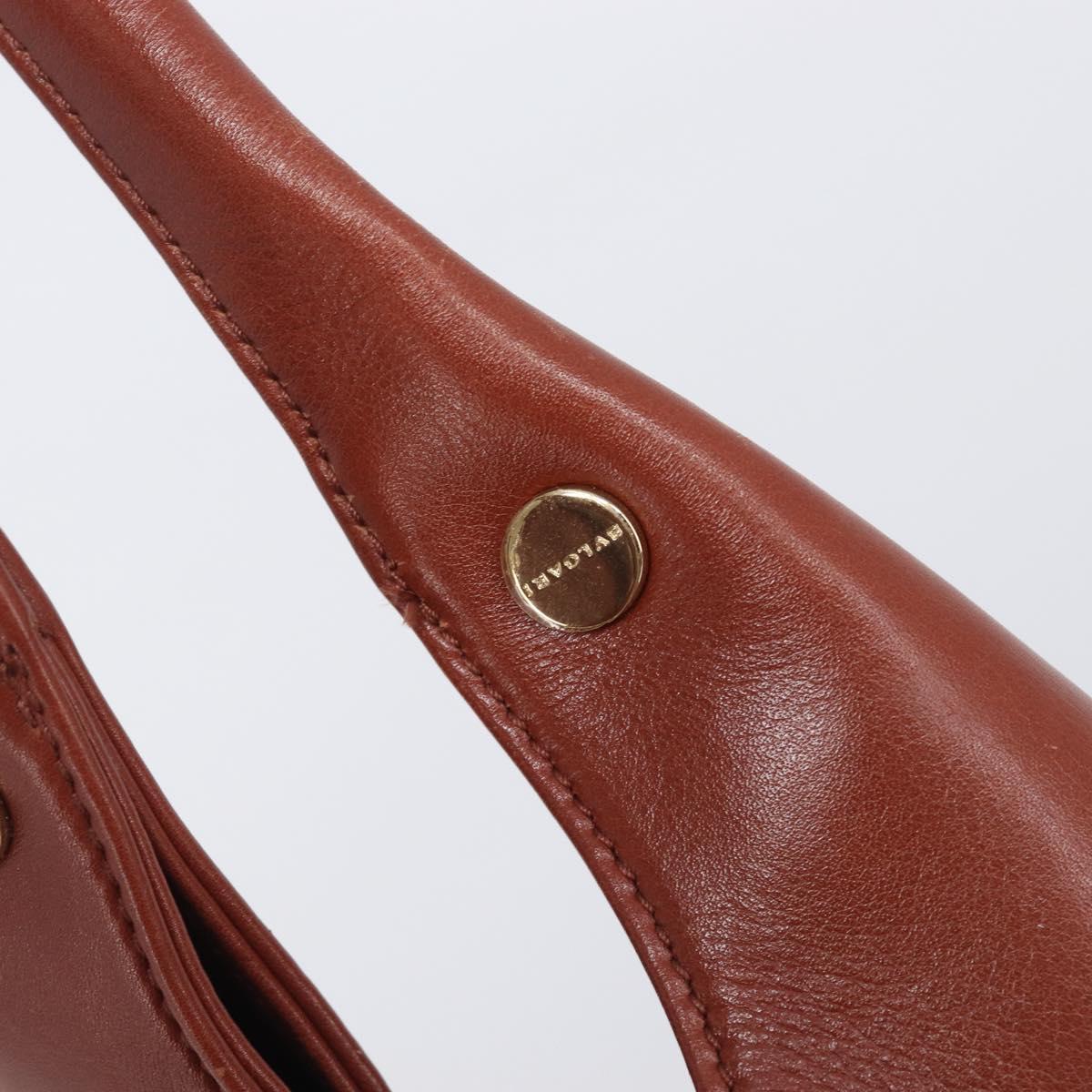 BVLGARI Chandra Hand Bag Leather Brown Gold Auth 206932