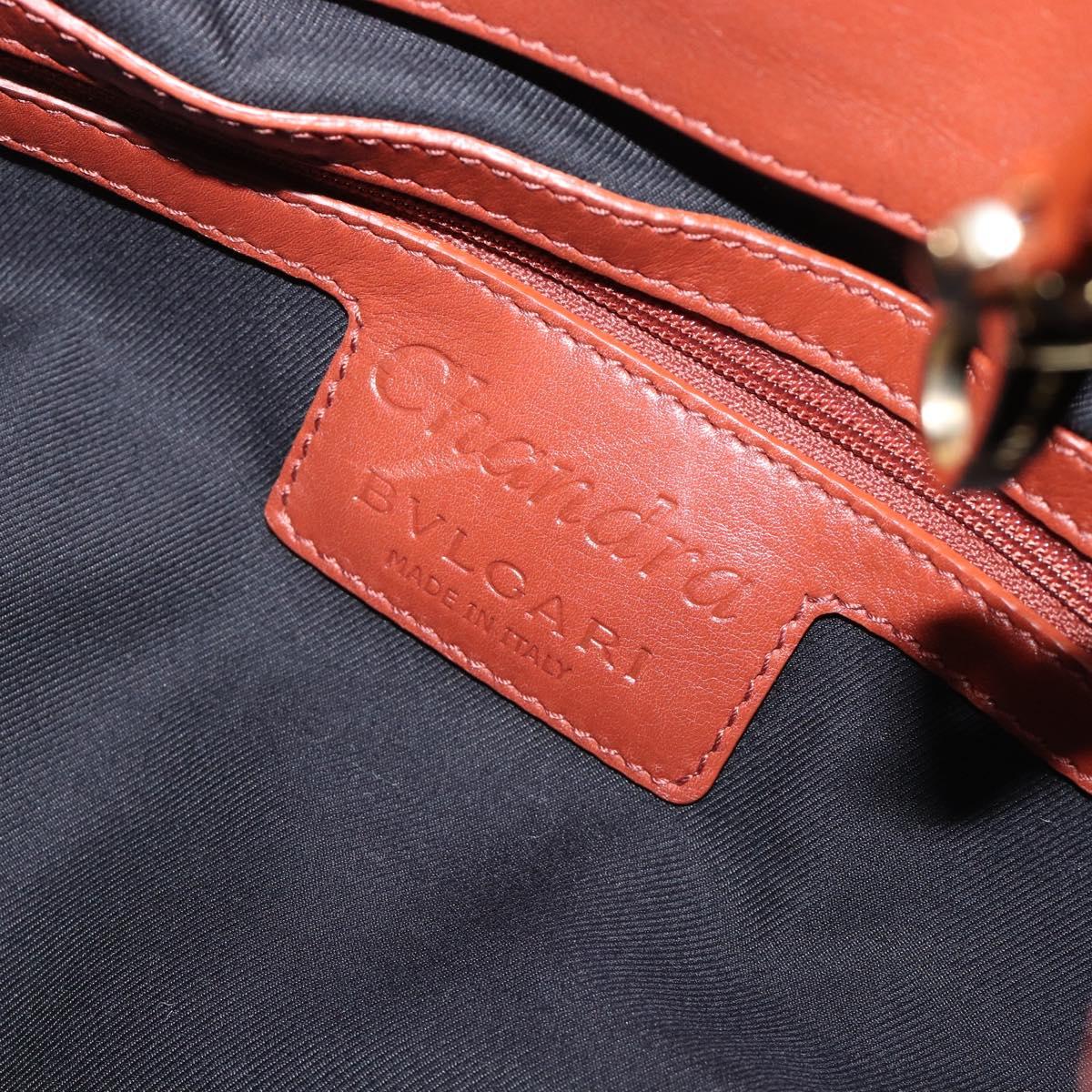 BVLGARI Chandra Hand Bag Leather Brown Gold Auth 206932
