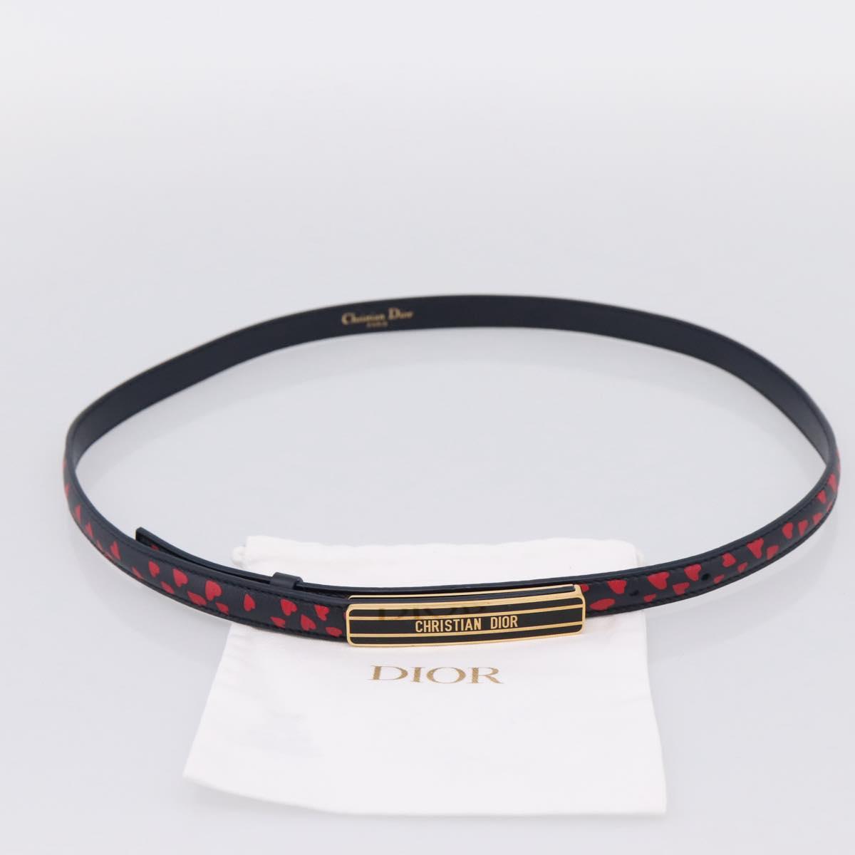 Christian Dior Belt Leather 39.4"" 85 Black Gold Auth 206942M