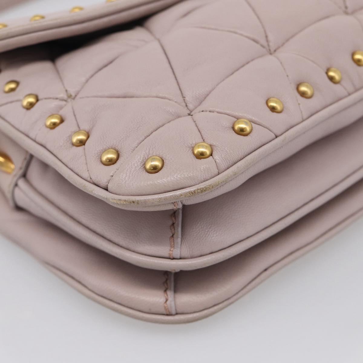 Miu Miu Shoulder Bag Leather Pink Gold Auth 206967A