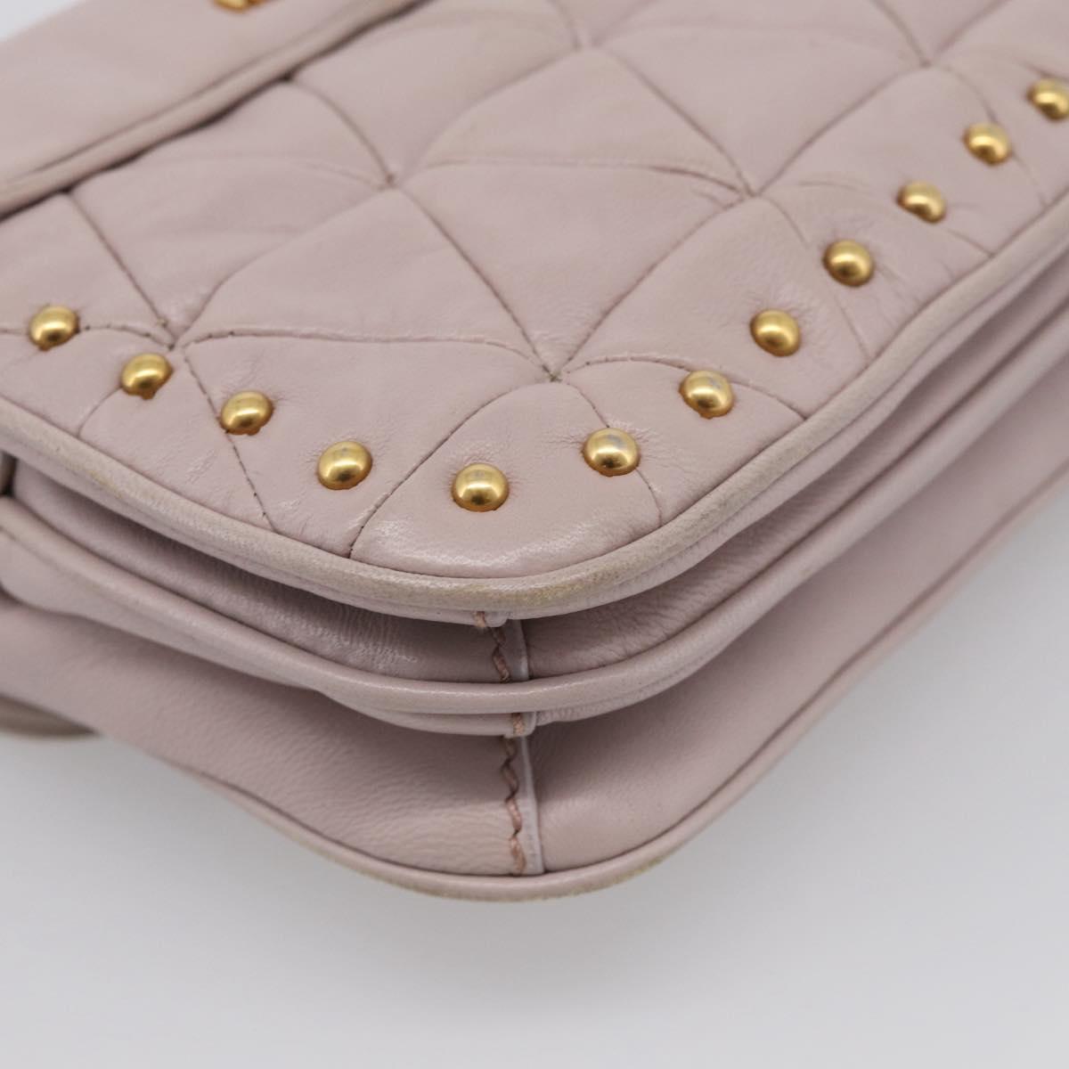 Miu Miu Shoulder Bag Leather Pink Gold Auth 206967A