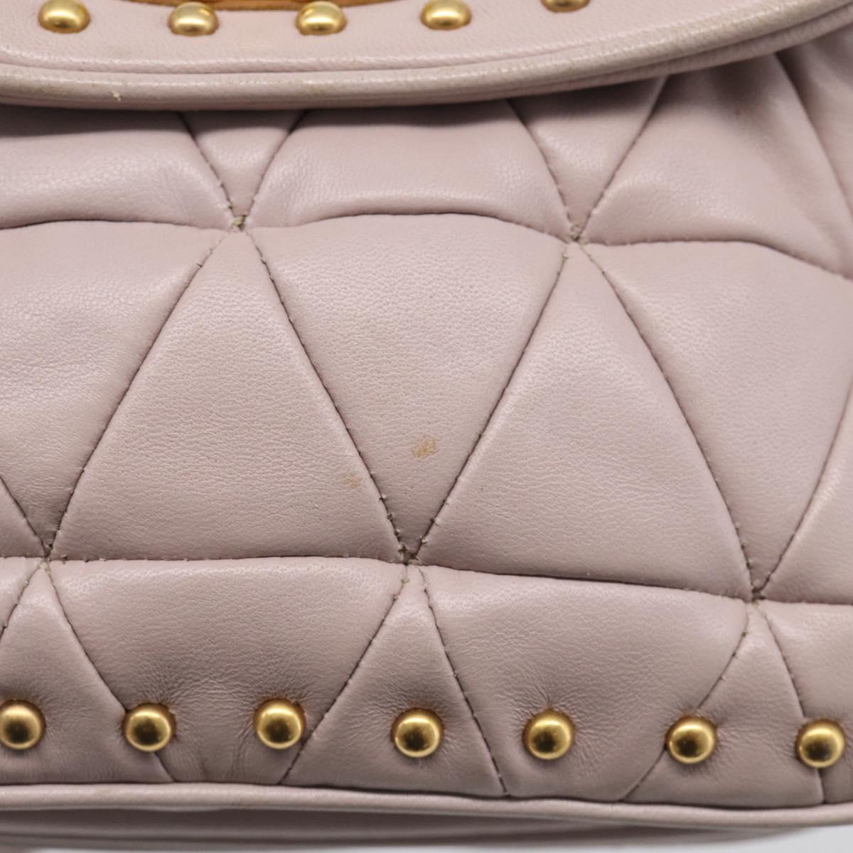 Miu Miu Shoulder Bag Leather Pink Gold Auth 206967A