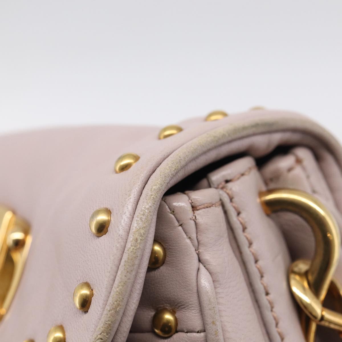 Miu Miu Shoulder Bag Leather Pink Gold Auth 206967A