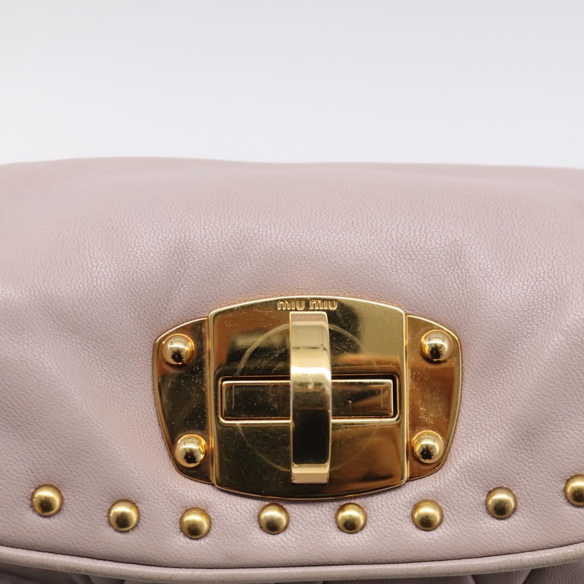 Miu Miu Shoulder Bag Leather Pink Gold Auth 206967A