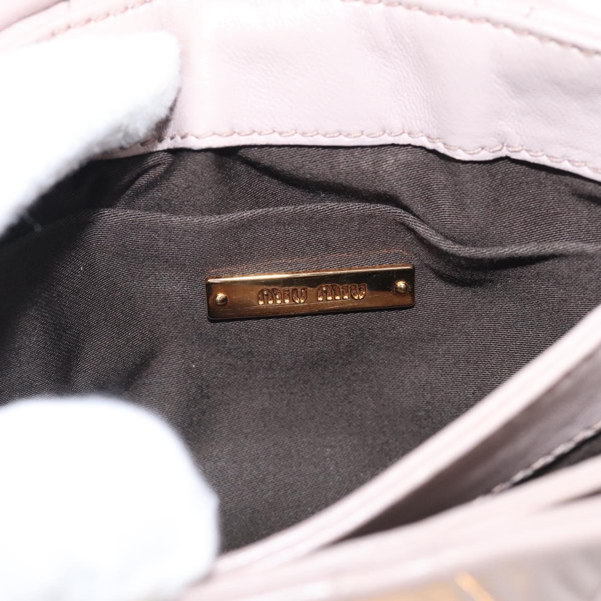 Miu Miu Shoulder Bag Leather Pink Gold Auth 206967A