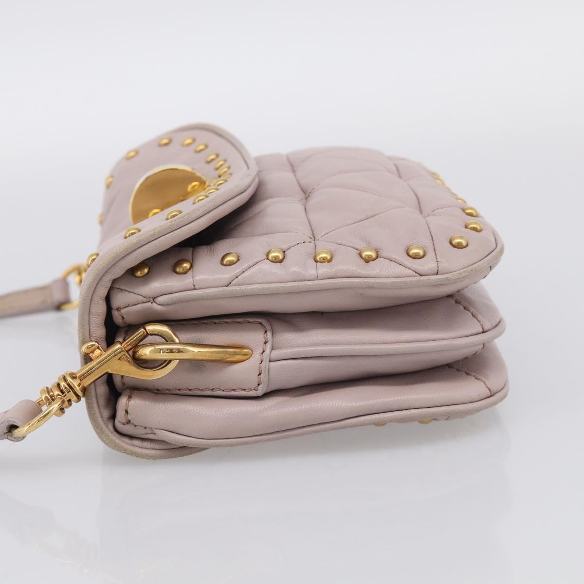 Miu Miu Shoulder Bag Leather Pink Gold Auth 206967A