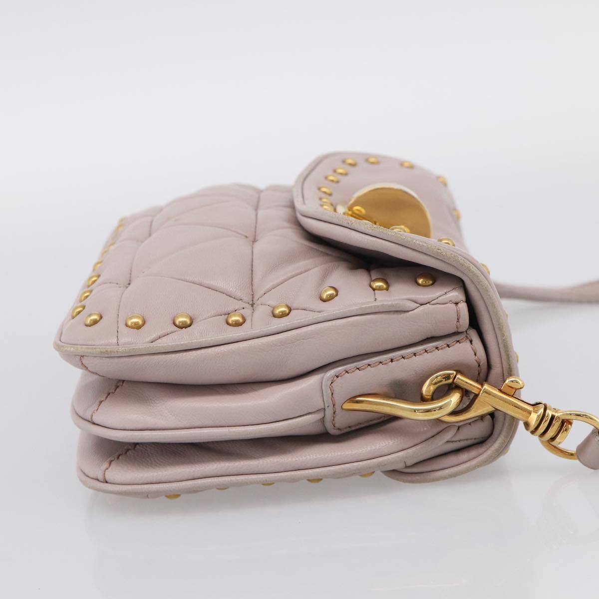 Miu Miu Shoulder Bag Leather Pink Gold Auth 206967A