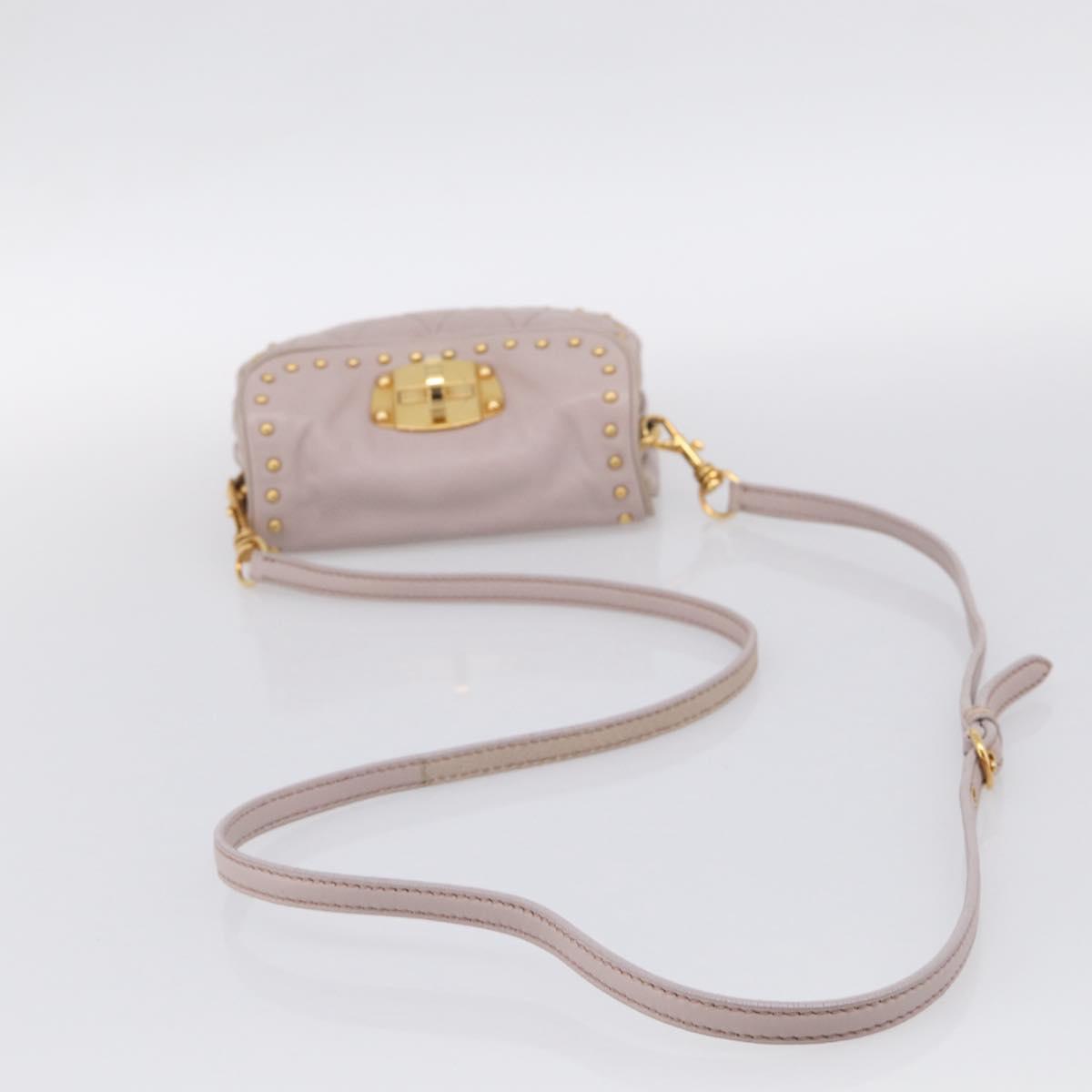 Miu Miu Shoulder Bag Leather Pink Gold Auth 206967A