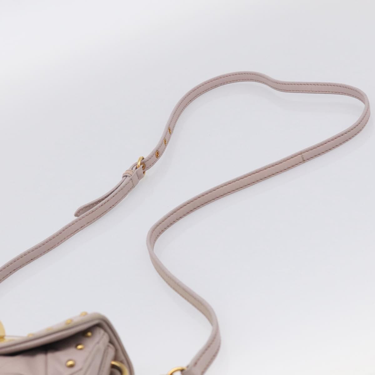 Miu Miu Shoulder Bag Leather Pink Gold Auth 206967A