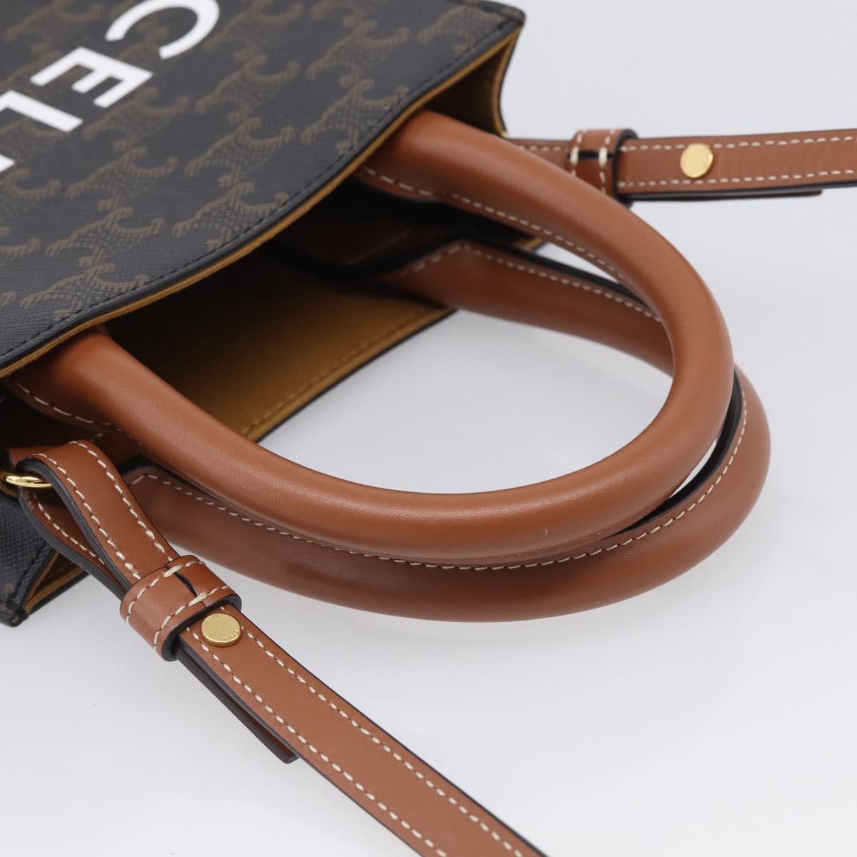 CELINE Triomphe Vertical Cabas XS Hand Bag PVC 2way Black Gold Auth 206968V