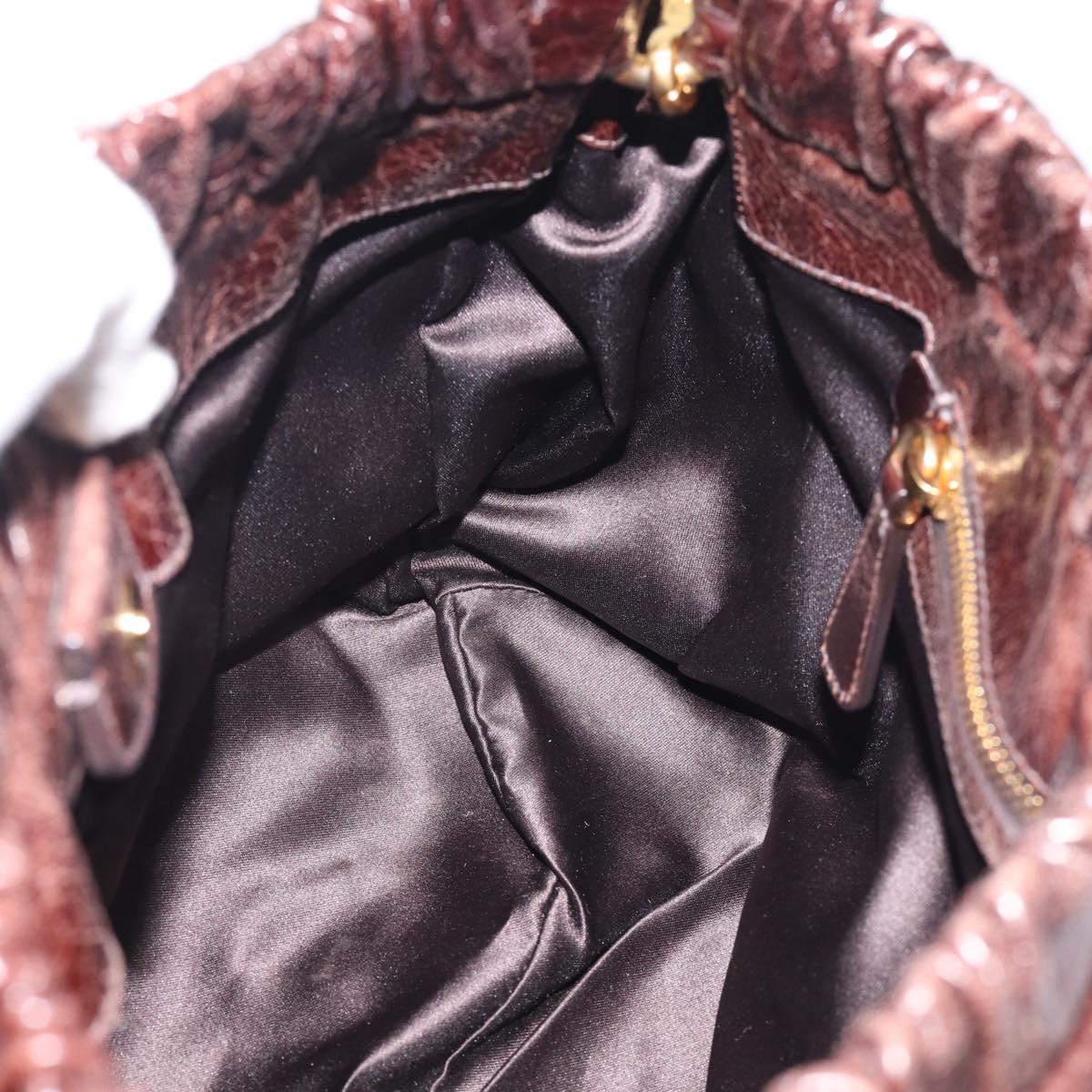 Miu Miu Matelasse Hand Bag Vitellolux 2way Dark Brown Gold Auth 206970V