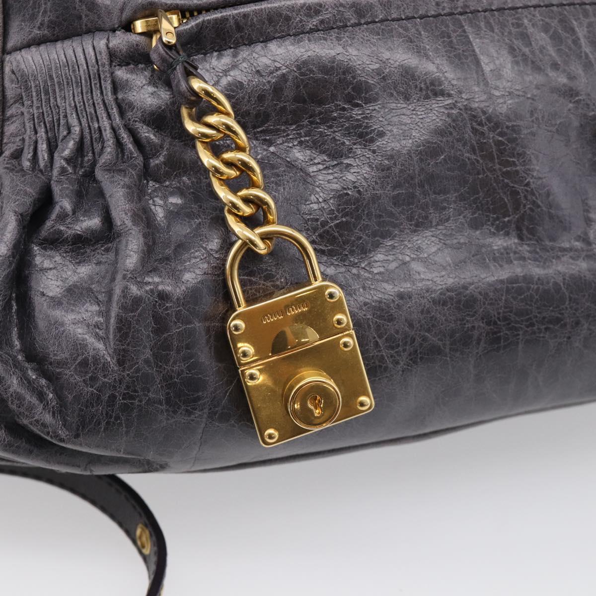 Miu Miu Matelasse Hand Bag Vitellolux 2way Purple Gold Auth 206971A