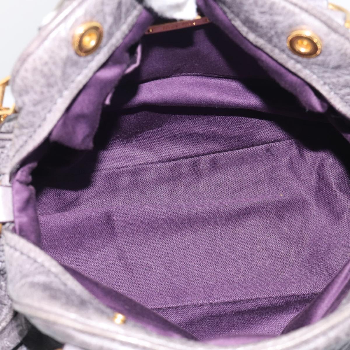 Miu Miu Matelasse Hand Bag Vitellolux 2way Purple Gold Auth 206971A