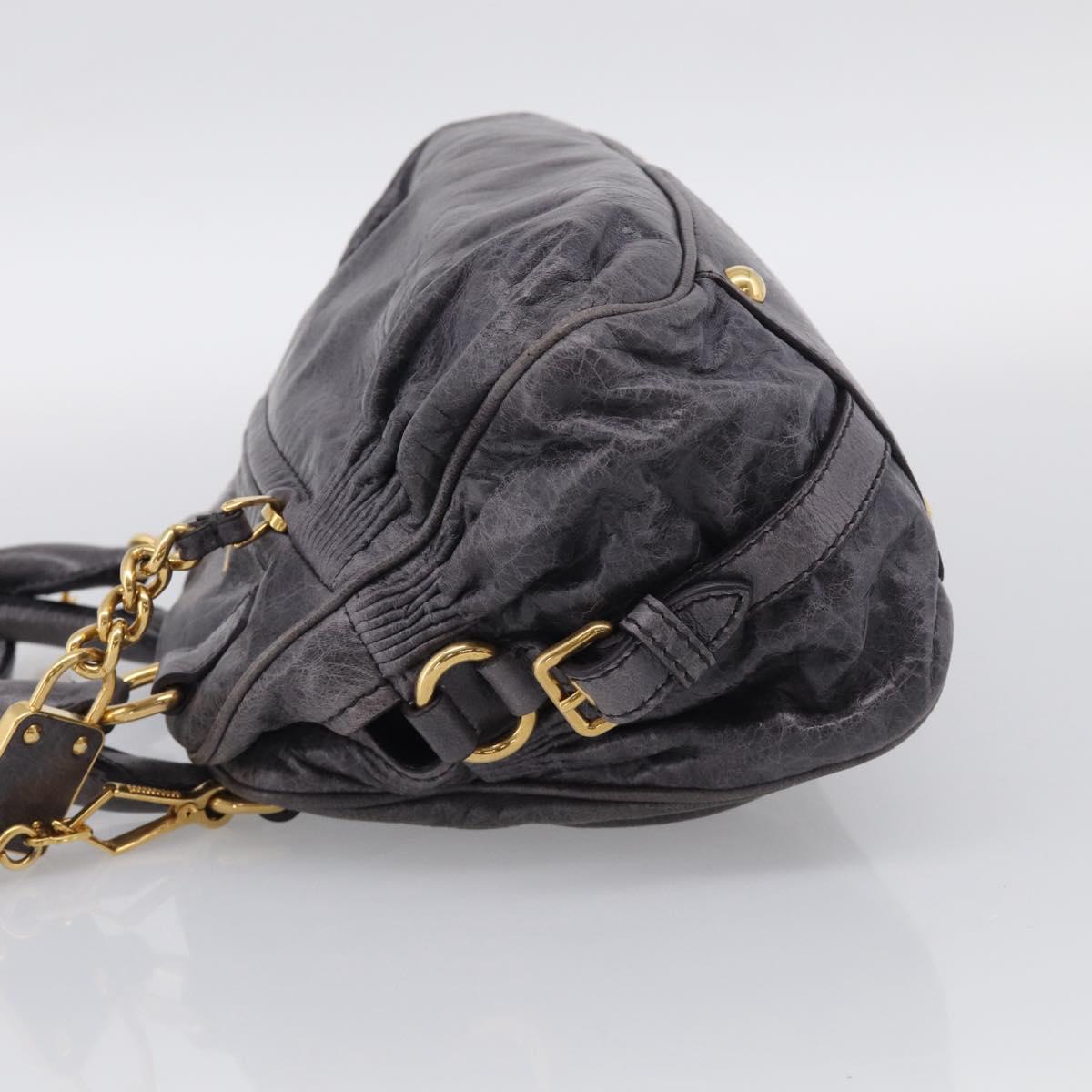 Miu Miu Matelasse Hand Bag Vitellolux 2way Purple Gold Auth 206971A