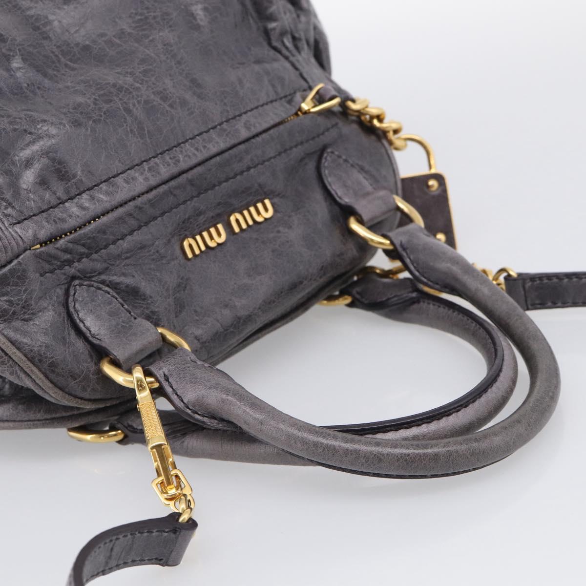 Miu Miu Matelasse Hand Bag Vitellolux 2way Purple Gold Auth 206971A