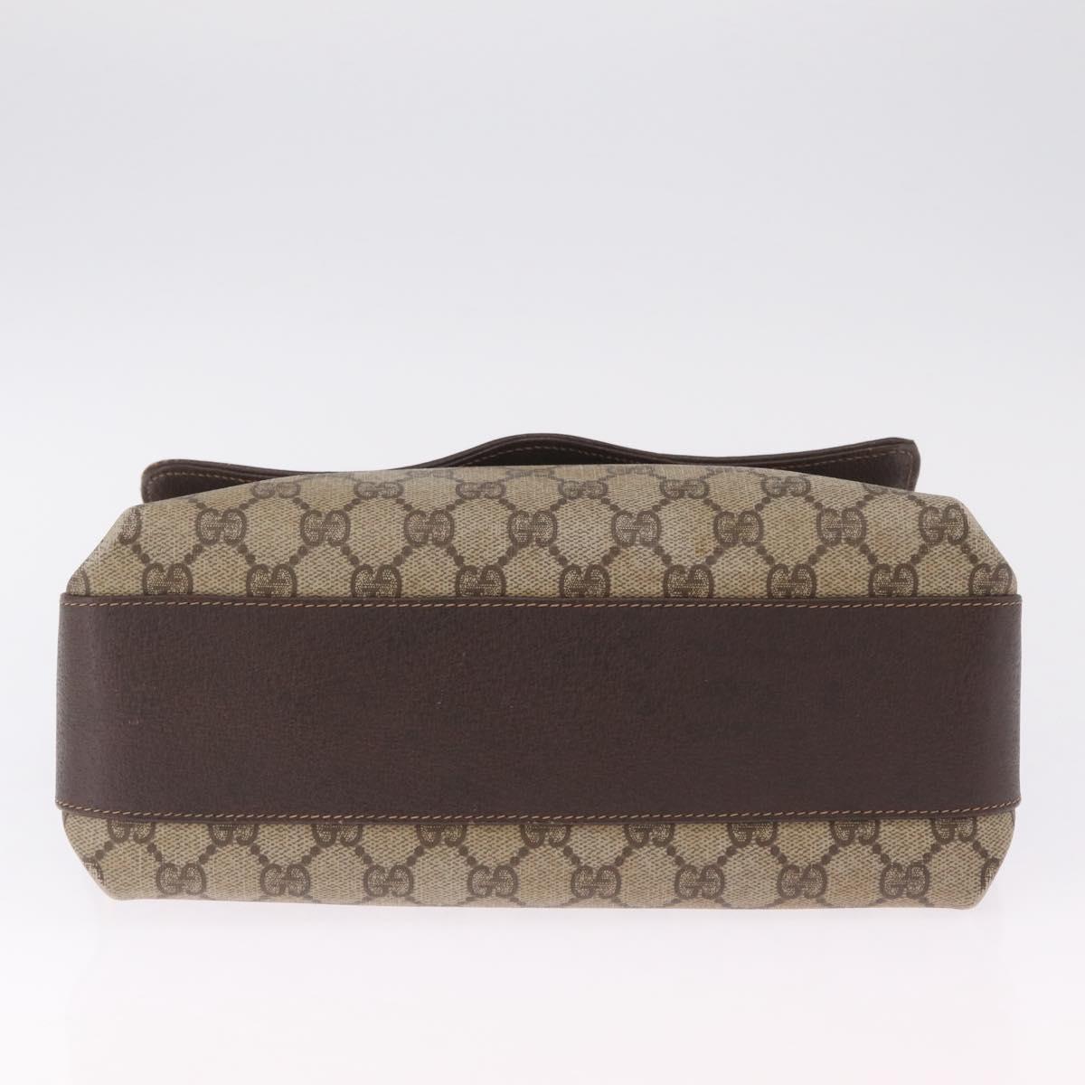 GUCCI GG Supreme Web Sherry Line Bag PVC Beige Gold 904 02 084 Auth 206972