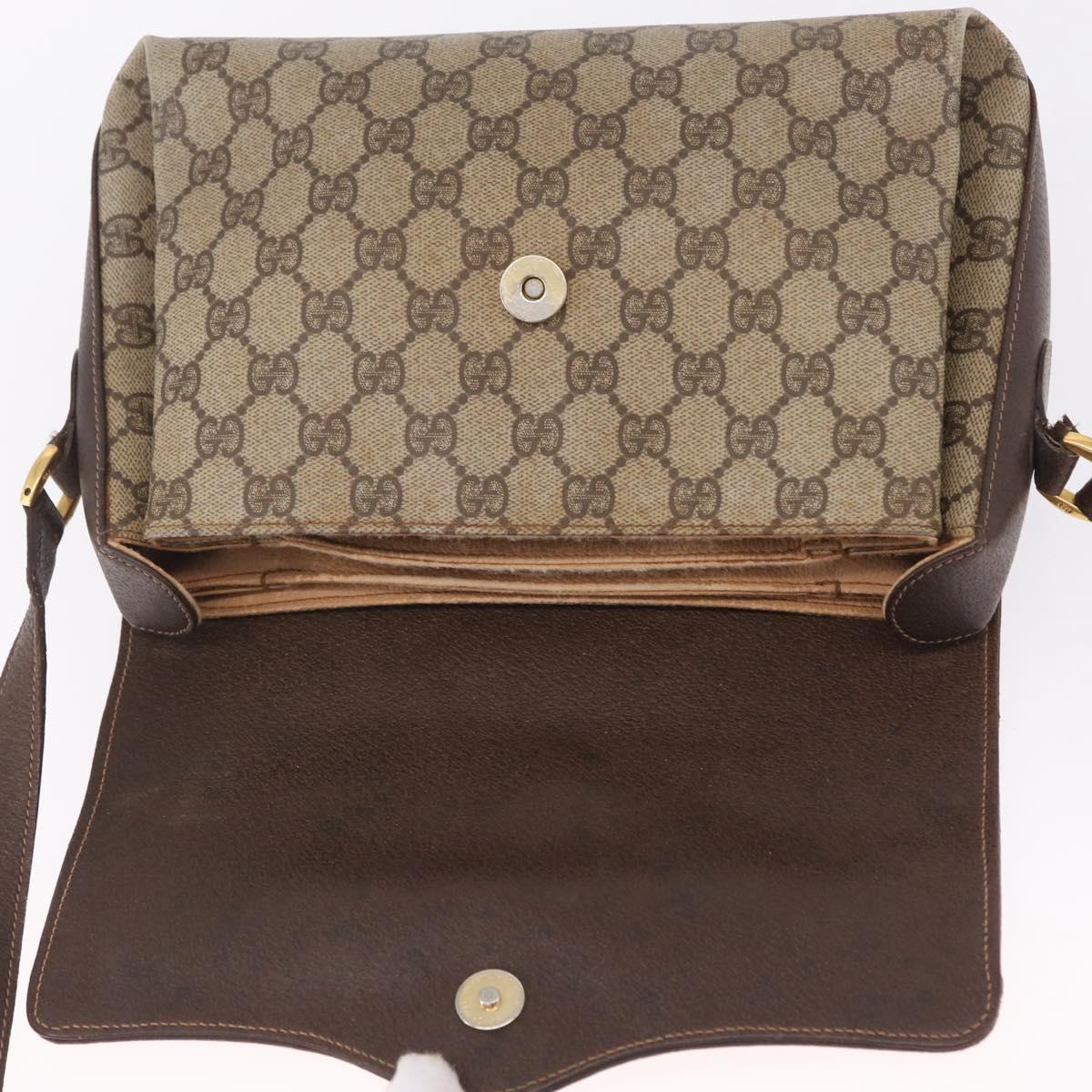 GUCCI GG Supreme Web Sherry Line Bag PVC Beige Gold 904 02 084 Auth 206972