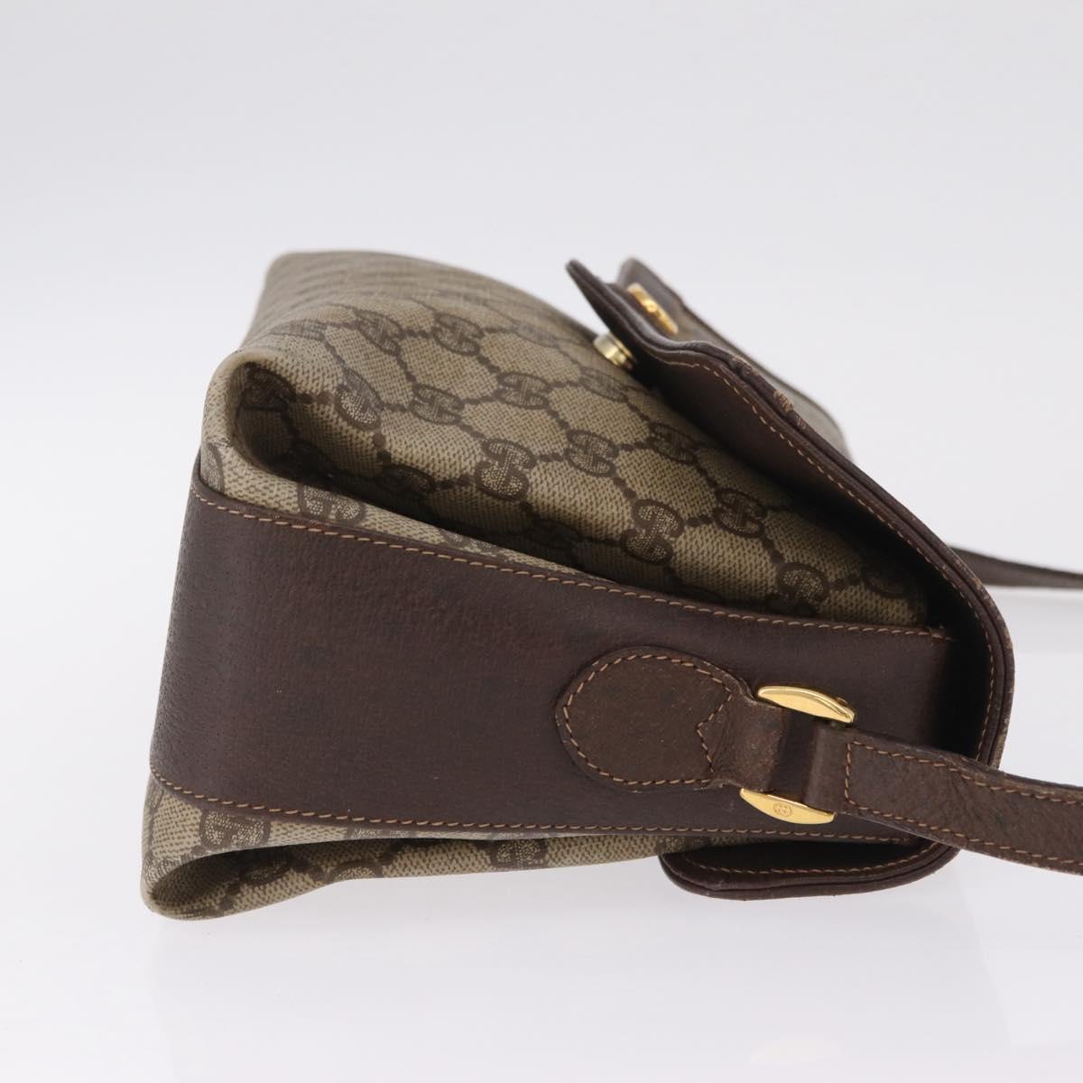 GUCCI GG Supreme Web Sherry Line Bag PVC Beige Gold 904 02 084 Auth 206972