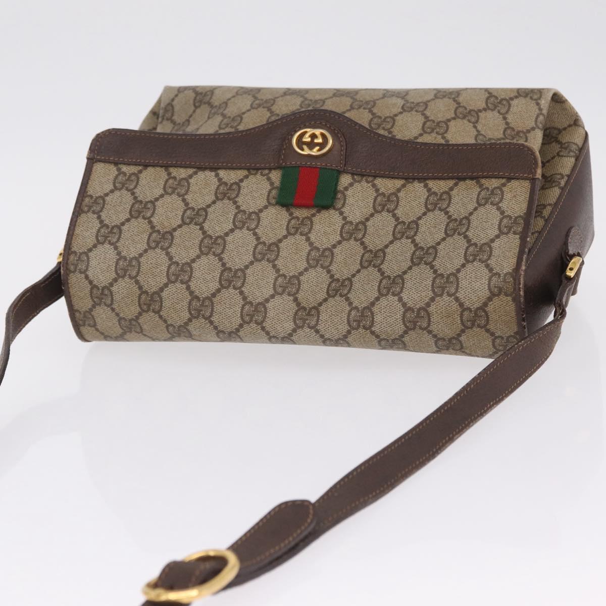 GUCCI GG Supreme Web Sherry Line Bag PVC Beige Gold 904 02 084 Auth 206972
