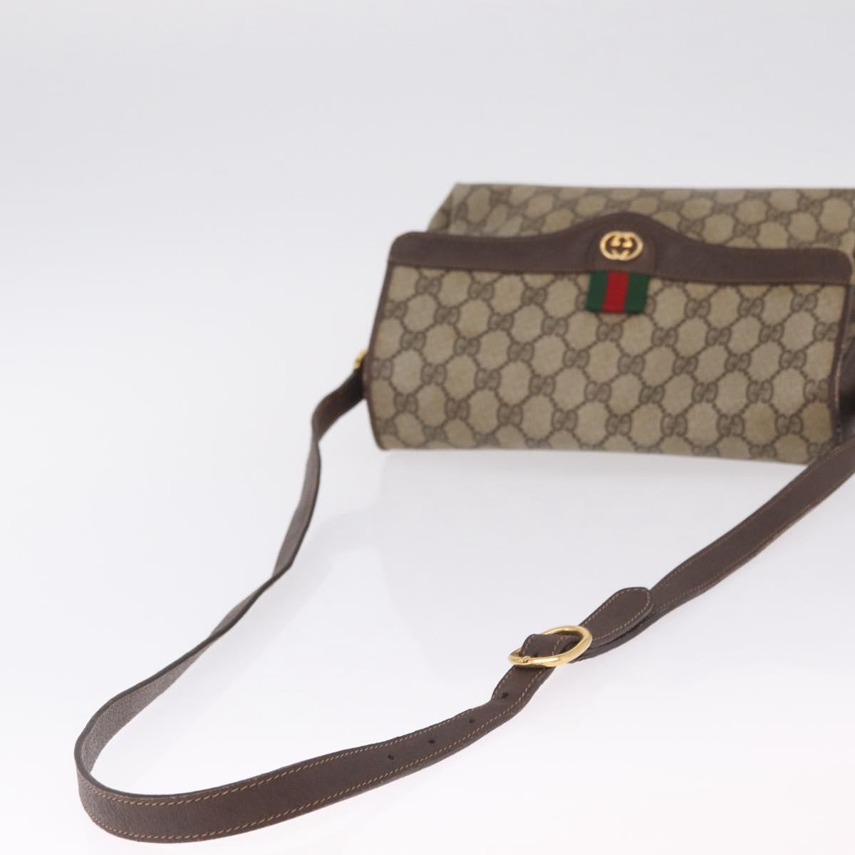 GUCCI GG Supreme Web Sherry Line Bag PVC Beige Gold 904 02 084 Auth 206972